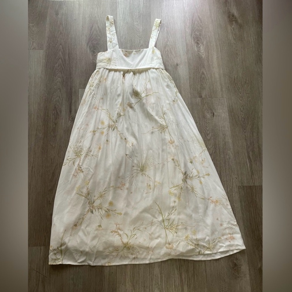 sancia vivianna white wildflower print open back summer sun dress size small NEW